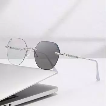 Новые модные роскошные безободковые фотохромные очки для близорукости, нейтральные, высокой четкости, с защитой глаз от синего света, очки для близорукости 0