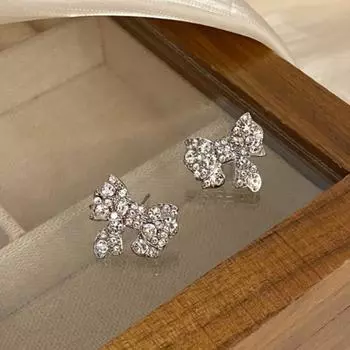 Новые модные роскошные женские серьги-джокеры со стразами и бантом Super Flash