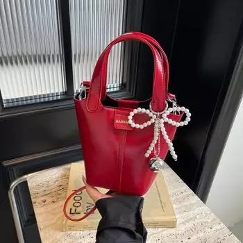 Новые модные роскошные женские сумки, мягкие, корейский стиль, большая вместимость, бант, жемчуг, сплошные дизайнерские сумки с верхней ручкой