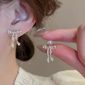 Новые модные серьги-джокеры с жемчугом и бантом с индивидуальной геометрией для женщин