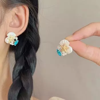 Новые модные серьги-джокеры в виде ракушки морской звезды с геометрическим узором, женские