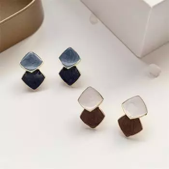 Новые модные серьги-гвоздики с эмалью, милые элегантные женские серьги с темпераментом синий