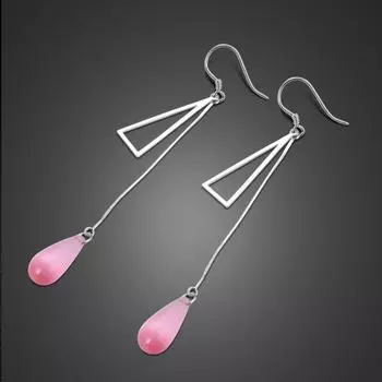 Новые модные серьги из розового золота в стиле панк, женские серьги из 100% стерлингового серебра 925 пробы, длинные серьги с кисточками, серьги с розовыми кристаллами белый