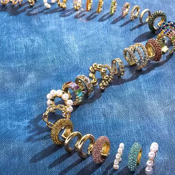 Новые модные серьги-каффы в стиле бохо с жемчугом, складные серьги-клипсы в форме буквы C со стразами CZ для женщин, свадебные украшения