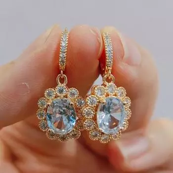 Новые модные серьги-капли с цирконами и цветами для женщин, модные серьги золотого цвета, ювелирные изделия, аксессуары для вечеринок золотой