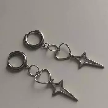 Новые модные серьги-капли в стиле панк с полые сердечками и звездами, крутые женские серьги-крестики для женщин, подарки для девочек, ювелирные изделия