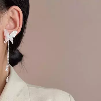 Новые модные серьги-кисточки в виде бабочек, простой дизайн, длинные серьги-бабочки, женские аксессуары для праздников и вечеринок как