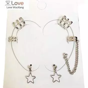 Новые модные серьги-клипсы для ушей в стиле панк-звезд, серьги-манжеты без пирсинга - серьги-клипсы на хрящ для женщин, девушек, серьги, ювелирные изделия