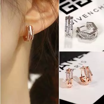 Новые модные серьги-кольца с многоугольной инкрустацией и стразами, женские стильные темпераментные роскошные геометрические серьги-кольца
