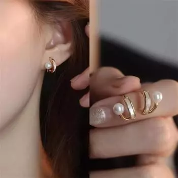Новые модные серьги-кольца с жемчугом для женщин и девушек, подарочные украшения оптом