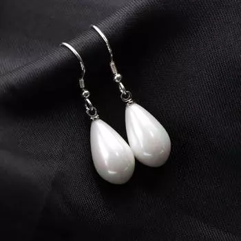Новые модные серьги-крючки из стерлингового серебра 925 пробы для женщин, серьги с натуральным жемчугом и ракушками, длинные висячие серьги-подвески, ювелирные изделия B40