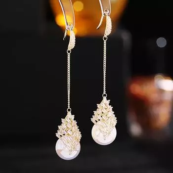 Новые модные серьги, модные длинные, модифицированные серьги-крючки с кисточками в виде лица, циркониевые, разноцветные серьги-русалки с жемчугом Цзи белый