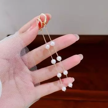 Новые модные серьги с кисточками из жемчуга, женские сетчатые тонкие серьги с красным лицом, темпераментные серьги