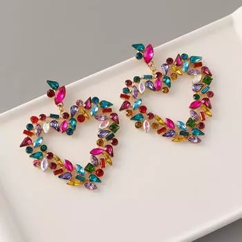 Новые модные серьги с кристаллами в форме сердца для женщин, роскошные серьги в стиле летней феи в стиле бохо, аксессуары для свадебной вечеринки зелёный