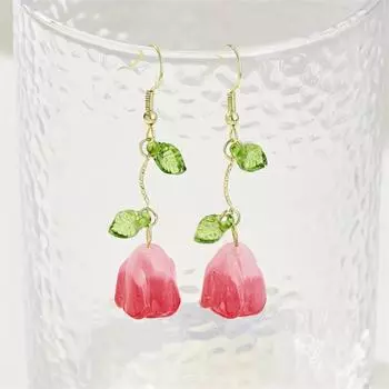 Новые модные серьги-тюльпаны в форме листа для женщин и девушек в подарок сладкие ювелирные изделия оптом