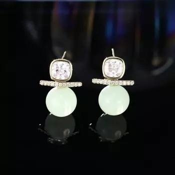 Новые модные серьги высокого дизайна, опал, круглый циркон, изысканные нишевые французские простые и универсальные серьги-гвоздики. золотой