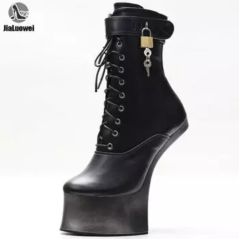 Новые модные сексуальные ботинки на платформе Ponyplay на высоком 7-дюймовом каблуке с замком в стиле ботфетиш 36 золотой