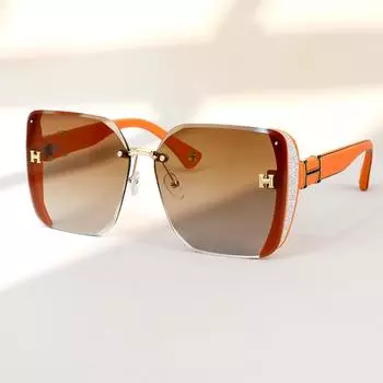 Новые модные солнцезащитные очки для мужчин и женщин без оправы градиентного цвета с большой оправой, устойчивые к ультрафиолетовому излучению UV400 зелёный