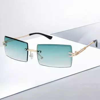 Новые модные солнцезащитные очки для женщин: Солнцезащитные очки без оправы, с отделкой, квадратные и качающиеся, модные солнцезащитные очки для женщин