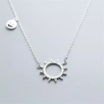Новые модные солнечные смайлики темперамент 925 пробы серебряные ювелирные изделия полые простые популярные ожерелья-ключицы XL092