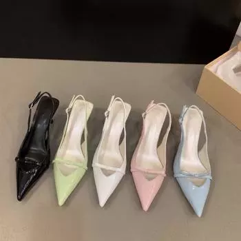 Новые модные современные офисные туфли для женщин, черные свадебные босоножки с острым носком и бабочкой, женские босоножки на высоком каблуке 35 розовый