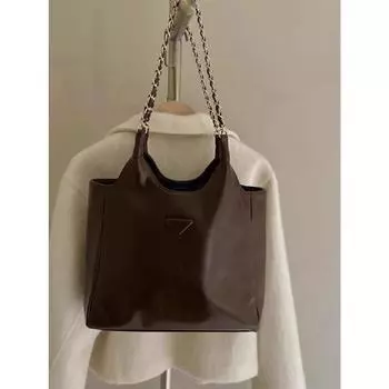 Новые модные сумки через плечо большой емкости, винтажные коричневые женские сумки из искусственной кожи с цепочкой, сумки-ведра для подмышек для поездок на работу