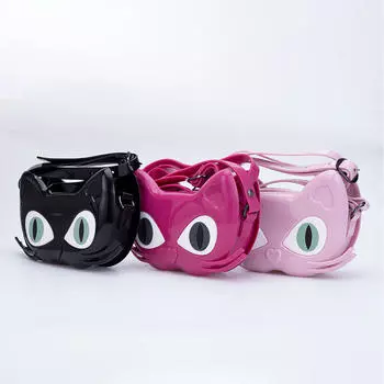 Новые модные сумки из ПВХ-желе, женские сумки на ремне, детские, с милым котом, прочные, легко моющиеся, для отдыха, небольшие квадратные сумки, сумки через плечо