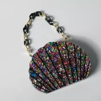 Новые модные сумки, модная женская сумка, красная акриловая сумка с блестками, роскошная свадебная вечерняя сумка, женский роскошный кошелек-клатч в форме ракушки 19CM красный