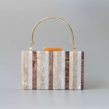 Новые модные сумки, модные женские сумки, бежевые полосатые акриловые роскошные вечерние вечерние сумки, женские повседневные милые сумки-клатчи с ручкой 17.8CM бежевый