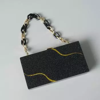 Новые модные сумки, модные женские сумки, черные акриловые сумки в полоску с блестками, роскошная вечерняя вечерняя сумка, женская повседневная милая сумка-клатч в коробке 18.6CM чёрный