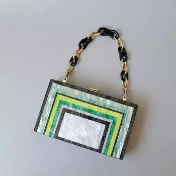 Новые модные сумки, модные женские сумки, зеленые, белые клетчатые акриловые роскошные вечерние вечерние сумки, женские повседневные милые сумки-клатчи в коробке 17.6CM зелёный