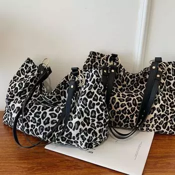 Новые модные сумки-шопперы и дорожные сумки из холста Новые популярные женские сумки Леопардовые сумки через плечо
