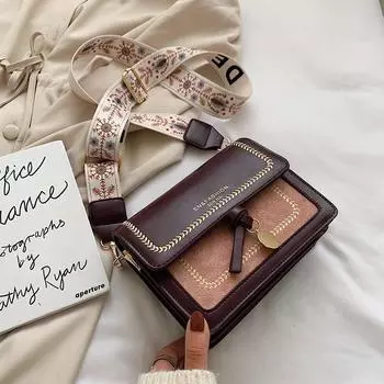 Новые модные сумки, женские текстурные женские сумки, зарубежная широкополосная сумка через плечо, сумка через плечо 19x15x7.5cm чёрный