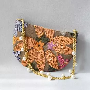 Новые модные сумки женские вышитые сумки роскошные пайетки винтажная сумка цветочная невеста милый клатч модная повседневная сумка на каждый день 22CM жёлтый