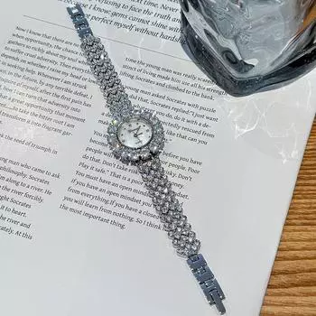 Новые модные сверкающие женские кварцевые часы со стразами, элегантные простые темпераментные часы со стальным ремешком