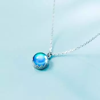 Новые модные светло-голубые круглые кружевные ювелирные изделия из стерлингового серебра 925 пробы, темпераментные геометрические ожерелья с подвесками в виде ключа Tyb104 синий