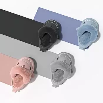 Новые модные тапочки Furry Shark, зимние плюшевые тапочки, домашняя обувь для пар, водонепроницаемые домашние тапочки с мягкой толстой подошвой 36-37
