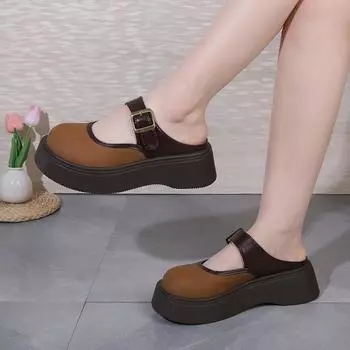 Новые модные тапочки на платформе, летние неглубокие сандалии, дизайнерские туфли с открытой пяткой, женские туфли для ходьбы, дизайнерское платье 35