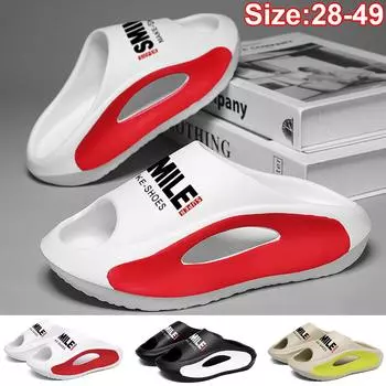 Новые модные тапочки, тапочки для родителей и детей, противоскользящие тапочки, мужские и женские сандалии, домашние и уличные тапочки для отдыха 28-29 белый