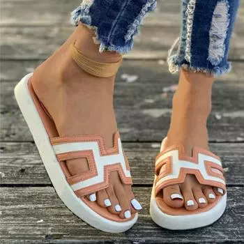 Новые модные тапочки, женские пикантные сандалии на плоской подошве, повседневные женские пляжные тапочки на песке, элегантные тапочки с открытым носком, женские тапочки 36 белый