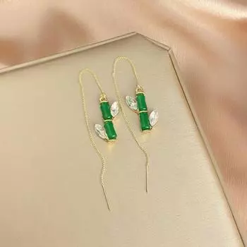 Новые модные темпераментные бамбуковые серьги с кисточками из циркона, персонализированные женские серьги-джокеры