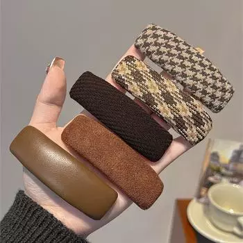 Новые модные тканевые заколки для волос в клетку сбоку женские корейские кофейные цвета геометрические заколки BB заколки для волос заколка для девочек детские аксессуары для волос дубильная кора
