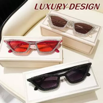 Новые модные треугольные солнцезащитные очки «кошачий глаз» с бриллиантами, персонализированные, крутые, защита от солнца UV400, солнцезащитные очки для женщин, украшения вечеринок AS THE PICTURE