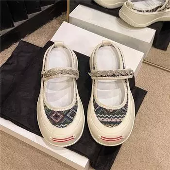 Новые модные туфли Мэри Джейн из парусины со стразами и цепочкой, повседневные кроссовки с круглым носком и толстой подошвой, женские летние повседневные туфли на платформе с плоскими каблуками 38 хаки