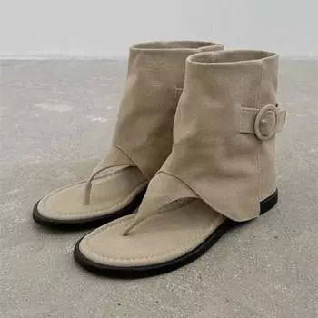 Новые модные туфли на плоской подошве с открытым носком 2024 года. Винтажные высокие гладиаторские туфли для женщин Zapatos De Mujer 35 baby голубой