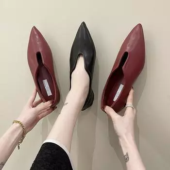 Новые модные туфли на плоской подошве, женская обувь, нескользящие туфли на плоской подошве, повседневные туфли с острым носком, туфли на плоской подошве, размер 35-39, Zapatos Mujer 37 красный