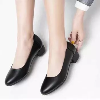 Новые модные удобные элегантные туфли на высоком каблуке с круглым носком, повседневная женская обувь для беременных на толстом каблуке, НЕТ:178 35