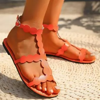 Новые модные уличные женские сандалии на плоской подошве, повседневные удобные летние однотонные нескользящие износостойкие женские сандалии 36