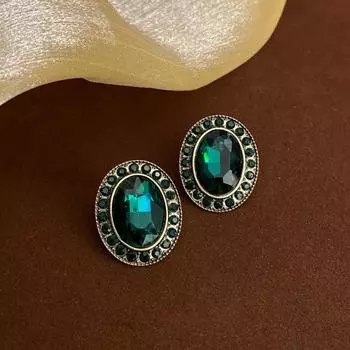 Новые модные уникальные индивидуальные преувеличенные зеленые серьги с цирконием женские