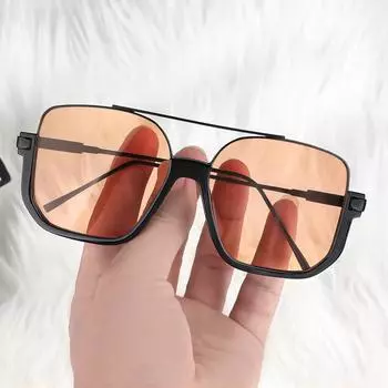 Новые модные винтажные большие квадратные солнцезащитные очки для мужчин и женщин, полуметаллическая оправа, модные повседневные очки чёрный